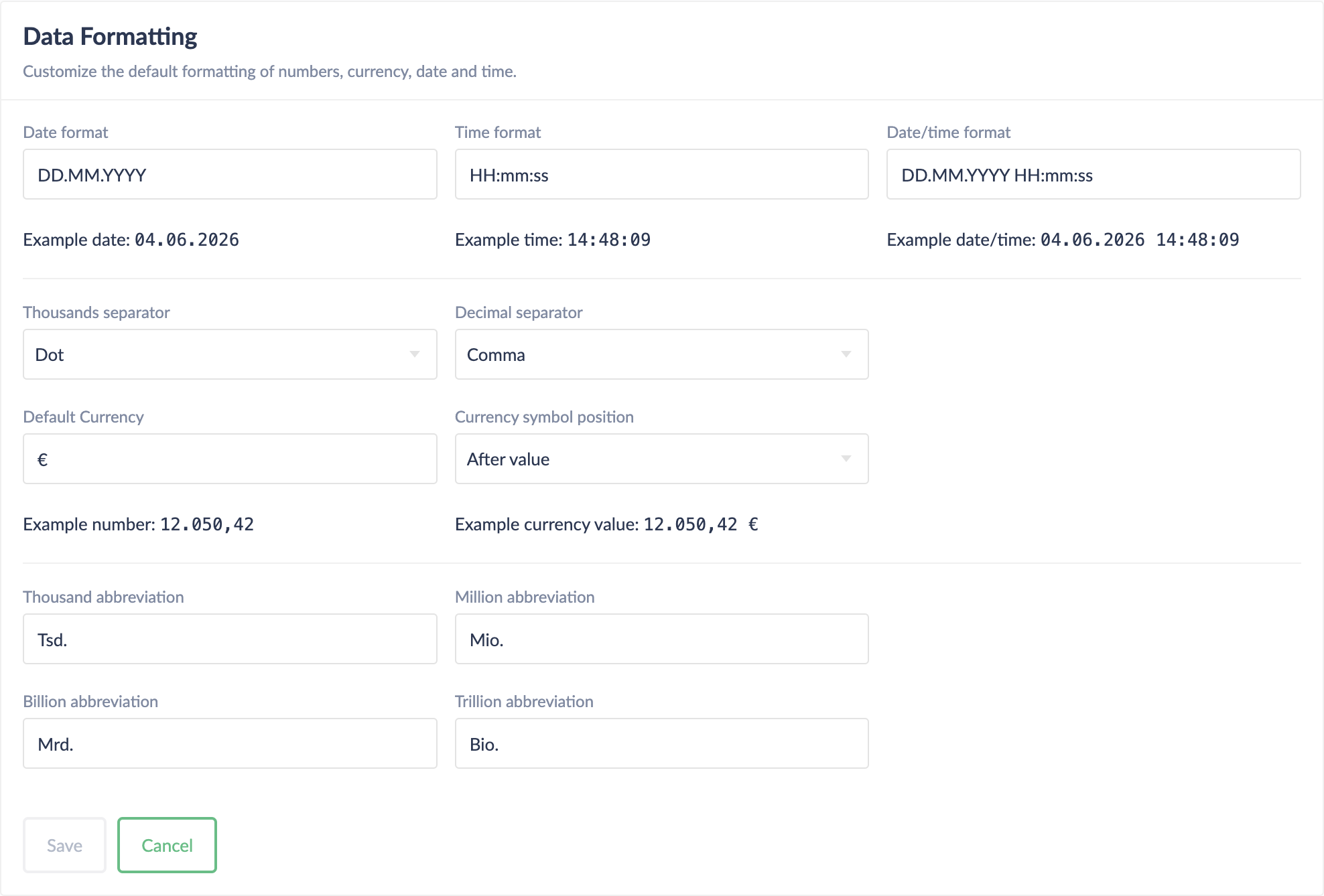 Data Formatting Customize