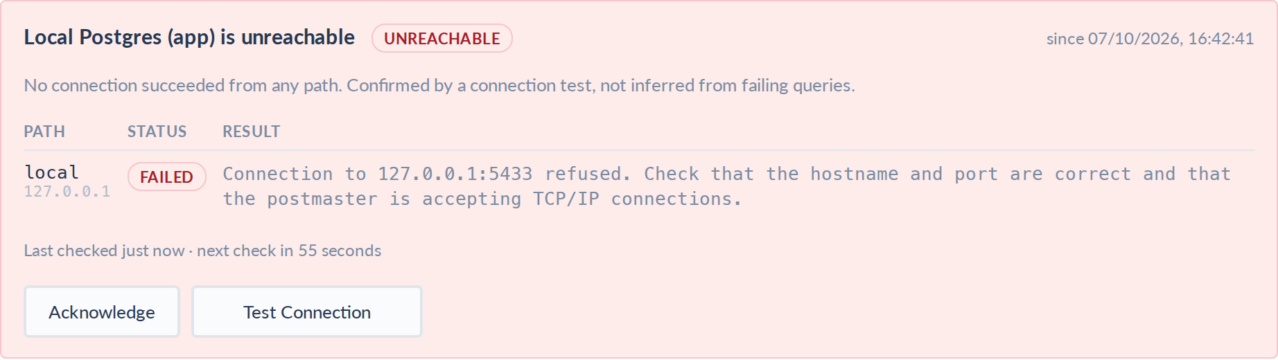 Connectivity alert