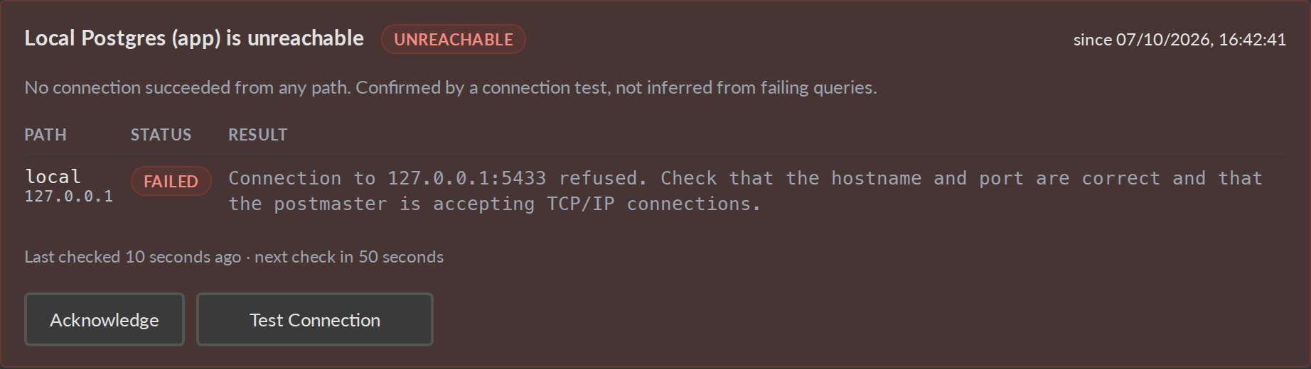 Connectivity alert