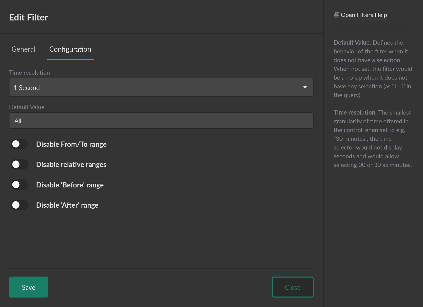 Date &amp; Time Range Config