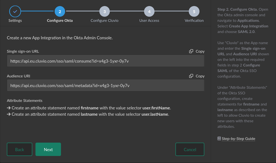 Okta Step 2